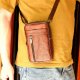 Double Layer Three Zipper Leather Belt Bag Crossbody Shoulder Bag