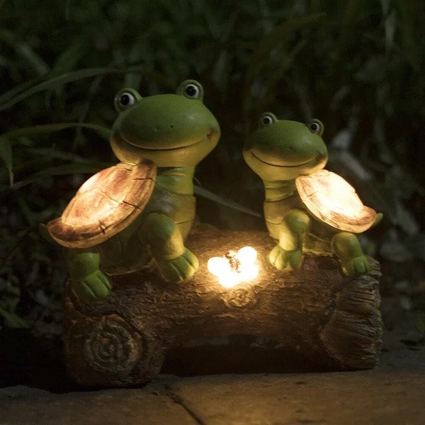 2022 Solar Garden Turtle Statue Outdoor Tortoise Figurine Decor with LED Light Yard Lawn Home Art Decoration