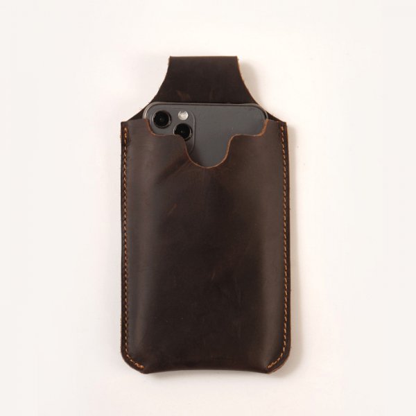 Prapp Crazy Horse Leather Retro Vertical Phone Waist Bag