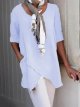 Women's Round Neck Solid Color Casual Cotton Linen Short Sleeves