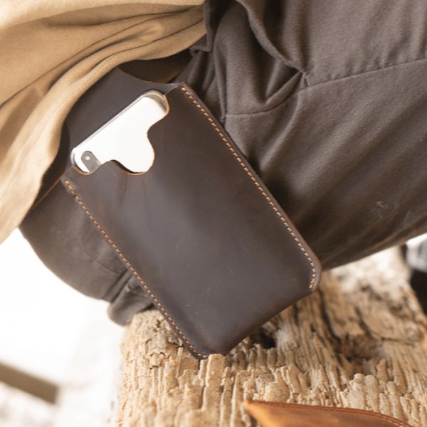 Prapp Crazy Horse Leather Retro Vertical Phone Waist Bag