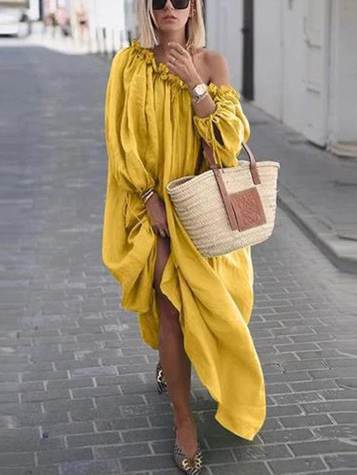 Women's Sexy Pleated Off-Shoulder Oversize Dress